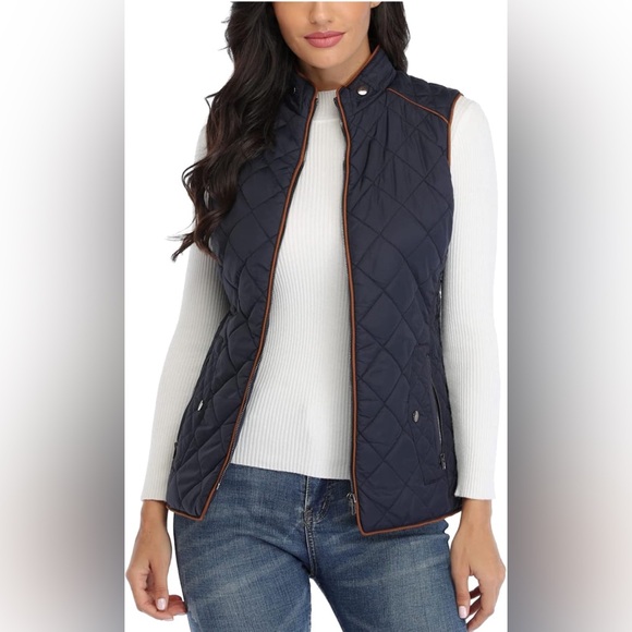 LOVE TREE Vest for Women Navy Blue with Brown Decorations Size M - Picture 3 of 10